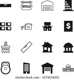 building vector icon set such as: car, china, ux, barbell, refund, cost, ui, advertisement, tax, frame, icons, grunge, agriculture, ancient, company, commercial, room, school, farm, classic, strength