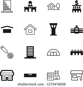 building vector icon set such as: stronghold, connection, savings, abstract, control, kitchen, kingdom, stretcher, level, industry, loan, transportation, restaurant, liquid, hangar, website, success