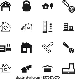 building vector icon set such as: nuclear, mall, high, block, buildings, villa, hotel, muscle, strong, iron, centre, plant, family, shopping, outline, factory, steel, skyscrapers, logo, website