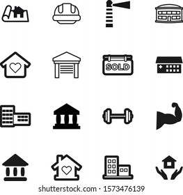 building vector icon set such as: medicine, healthcare, hotel, money, aircraft, thin, transport, square, lighthouse, sea, advertisement, beam, vacation, governmental, sold, office, strength, villa