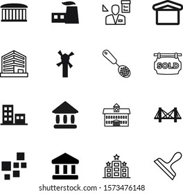 building vector icon set such as: aircraft, man, 3d, suspension, journey, classic, windmill, mill, bridge, grunge, dinner, manager, out, wheel, farm, filling, template, traditional, shiny, blue