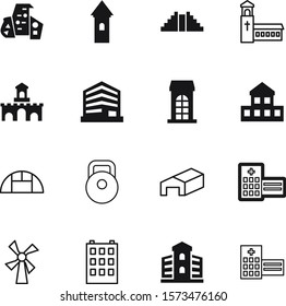 building vector icon set such as: religious, fitness, america, fantasy, storage, plant, windmill, cargo, stronghold, fairytale, body, farm, ruin, growth, glass, catholic, iron, religion, box