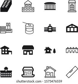 building vector icon set such as: surface, organic, chalet, office, abstract, object, urgency, bottle, jar, bus, hut, growth, bodybuilding, cafe, open, villa, wood, ecology, industry, educate, spirit