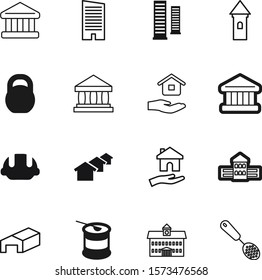 building vector icon set such as: tower, eat, citadel, bcaa, transportation, supplement, cooking, heavy, strong, governmental, success, training, human, supplements, modern, break, delivery, logo