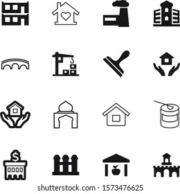 building vector icon set such as: government, oil, architectural, savings, wheel, delivery, medieval, internet, technology, fairytale, bcaa, scraper, slim, banking, light, faith, crane, powder