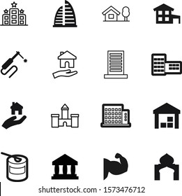 building vector icon set such as: supplement, power, skyscrapers, welder, hospital, banking, education, fort, conceptual, coffee, traditional, lodge, history, delivery, money, pixel, mark, shipment