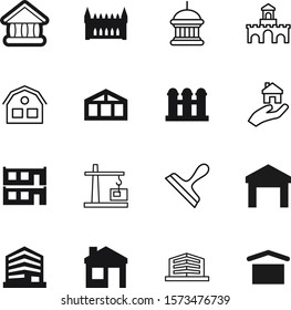 building vector icon set such as: bank, monument, transportation, scraper, church, goverment, fantasy, engineering, icons, circle, granary, glasshouse, technology, store, ancient, small, mortgage