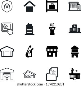 building vector icon set such as: industrial, glyph, child, up, doctor, sky, machine, healthy, commerce, weight, cross, shop, communication, insurance, duty, traffic, water, red, engineering, lift