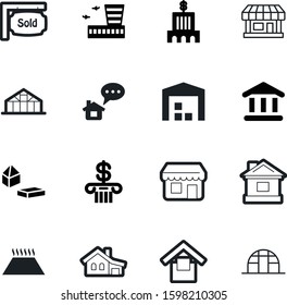building vector icon set such as: pipeline, ui, advertisement, office, door, message, industry, notification, voyage, system, castle, departure, travel, abstract, pipe, public, child, journey