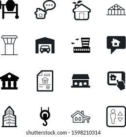 building vector icon set such as: fill, garden, contract, network, pictogram, front, courthouse, arrow, document, remote, information, abstract, store, attention, level, ecology, man, station, tablet