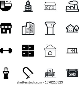building vector icon set such as: sale  residence  cut  plant  nuclear  green  manufacturing  lifting  color  luggage  muscle  care  room  summer  landscaping  chemical  oil  shopping  human