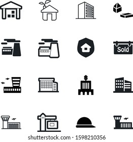 building vector icon set such as: organic, protect, machine, package, control, hard, security, smart, water, departure, warehouse, box, hat, blocks, block, fill, defense, constructor, work, abstract