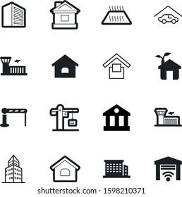 building vector icon set such as: shipment, classic, leaf, railroad, service, water, facade, temperature, banking, wireless, warehouse, delivery, flooring, hotel, control, energy, package, road