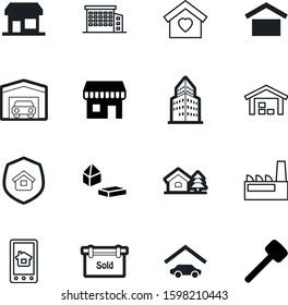 building vector icon set such as: front, safe, open, system, heavy, wood, guard, natural, constructor, silhouette, service, purchase, tree, hardware, online, vintage, hand, travel, game, grocery