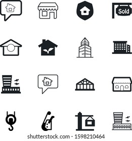 building vector icon set such as: conservation, delivery, hothouse, stock, farm, grocery, factory, eco, buildings, defense, package, reataurant, greenhouse, energy, ecological, storefront, insurance