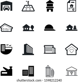 building vector icon set such as: heart, box, pipeline, control, red, summer, lease, stapler, one, agreement, maintenance, flooring, emotion, heating, blocks, mortgage, industrial, danger, document