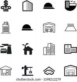 building vector icon set such as: friendly, architectural, heater, facade, stock, health, break, box, human, cargo, emergency, floor, abstract, conservation, heating, manufacture, healthy, view