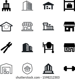 building vector icon set such as: fitness, sport, shield, plane, free, equipment, orange, tourism, art, bolt, public, port, pictogram, buildings, silhouette, health, cement, body, luggage, industrial