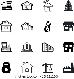 building vector icon set such as: open, green, boutique, bank, port, linear, drawing, bus, cargo, small, bodybuilding, package, kettlebell, physical, conservation, stock, ecology, passenger, break