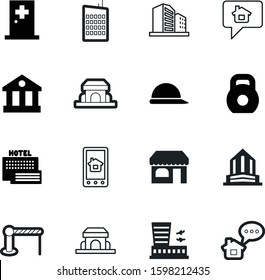 building vector icon set such as: system, summer, tablet, remote, market, loan, passenger, investment, medical, healthy, cross, lifting, gym, mall, plane, boutique, bob, emergency, fitness, tool