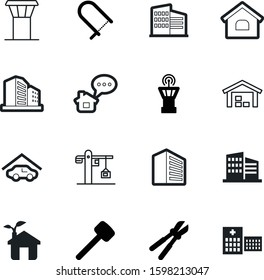 building vector icon set such as: linear, government, mail, stock, storage, people, animal, start, new, friendly, homepage, hardware, notification, environmental, warehouse, medicine, metal, button