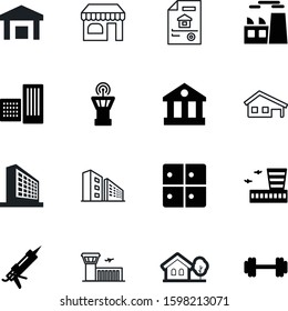 building vector icon set such as: repair, shipping, government, banking, finance, small, barbell, hand, tool, traffic, money, column, plant, web, dumbbell, cargo, tourism, work, logo, industrial