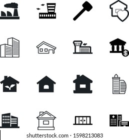 building vector icon set such as: closed, hospital, classic, finance, rescue, doctor, rubber, auto, smoke, doorway, garage, hit, light, friendly, natural, industrial, hotel, mallet, automatic