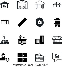 building vector icon set such as: heating, departure, bag, button, security, art, window, farming, electric, insurance, block, linear, greenhouse, pipe, system, factory, privacy, government, banking