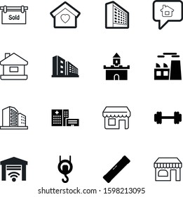 building vector icon set such as: notification, heart, remote, chat, crane, body, level, people, old, sweet, auto, mortgage, emergency, smoke, care, message, gate, automatic, sold, rope, technology