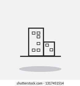 Building vector icon with shadow icon