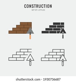 building vector icon trowel and bricks