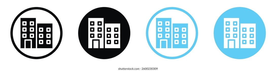 Building vector icons in black and blue colors