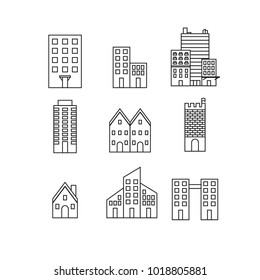 building vector icons set, white background, vector