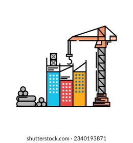 construcción, construcción de ilustraciones vectoriales, contratista, edificio inacabado, icono de oficina, ilustración de construcción, adecuado para presentaciones, medios impresos, etc.