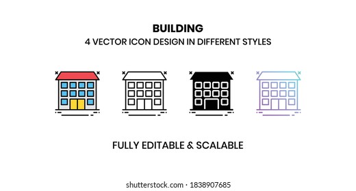 Building Vector illustration icons in different style