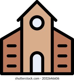 building vector line colour icon