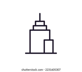 Building vector line icon. Premium quality logo for web sites, design, online shops, companies, books, advertisements. Black outline pictogram isolated on white background 