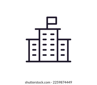 Building vector line icon. Premium quality logo for web sites, design, online shops, companies, books, advertisements. Black outline pictogram isolated on white background 