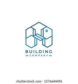 Building vector logo. House logo. Building company emblem. 