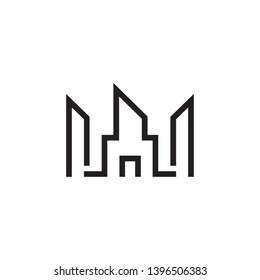 Building vector logo in minimalist line style. Real estate design