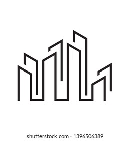 Building vector logo  minimalist line style. Real estate icon design