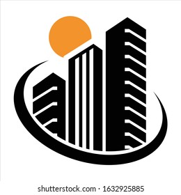 Building - vector logo. Real estate sign. Cityscape graphic concept illustration. Design element.
