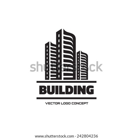 Building - vector logo. Real estate sign. Cityscape graphic concept illustration. Design element. 