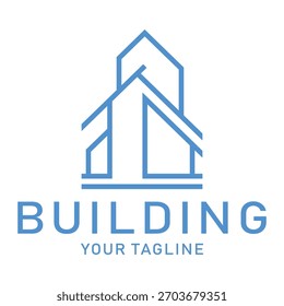 Logotipo del Vector del edificio, símbolo residencial de la construcción inmobiliaria.