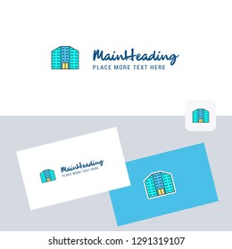 Building vector logotype with business card template. Elegant corporate identity. - Vector