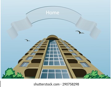 building vector on sky background.