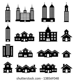 Building vector set black and white