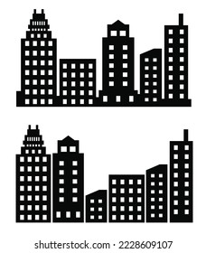 Building vector set illustrations of a silhouette of city structures in outlines beneath different developments are utilized in high-rise and low-rise outlines urban vector