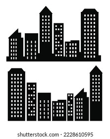 Building vector set illustrations of a silhouette of city structures in outlines beneath different developments are utilized in high-rise and low-rise outlines urban vector