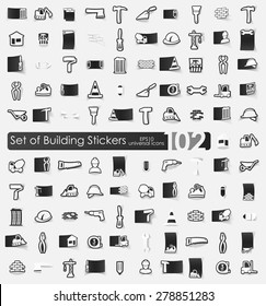 building vector sticker icons with shadow. Paper cut
